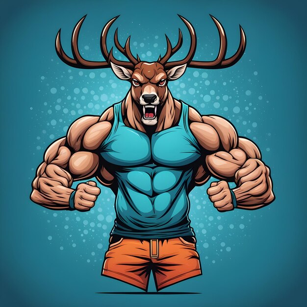 Muskulöse Hirsche Illustration geeignet für Fitness-Logos Bodybuilder Fitness-Athleten