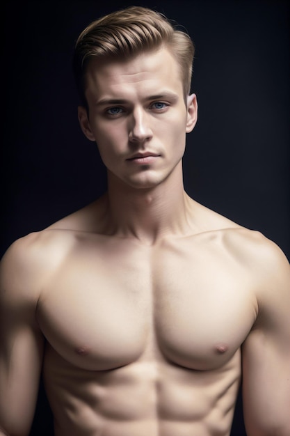Muskulöser junger Mann posiert für ein Foto