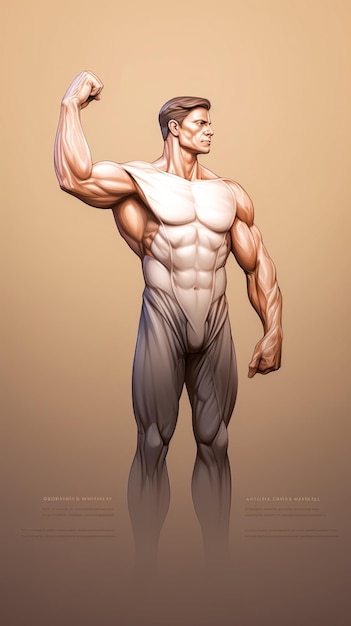 Muskulöser Mann zeigt Muskeln männlicher Bodybuilder nackter Rumpf