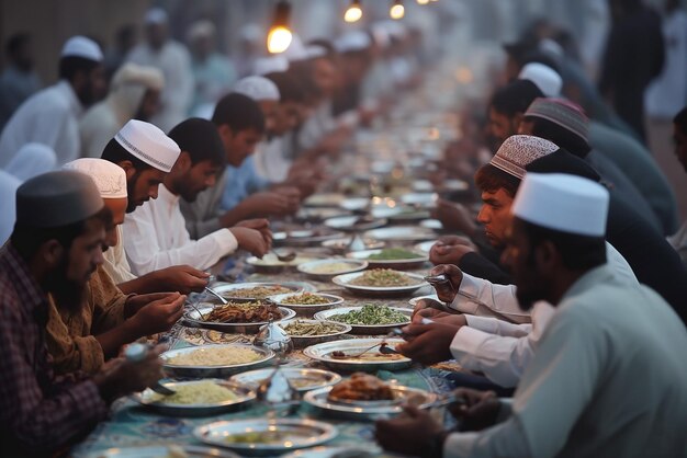 Muslime beten, während sie heute den ersten Tag des heiligen Ramadans feiern, und fasten von Morgengrauen bis Abend.