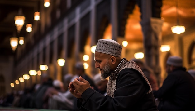 Muslime, die beten und sich nach Mawlid-Fotografie sehnen. Hintergrund des islamischen und muslimischen Konzepts