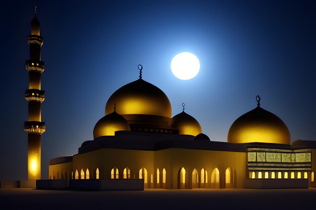 Muslimische Moschee Nacht Foto von Architekturdesign Ramadan Kareem Eid Generative AI