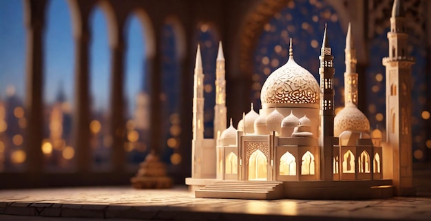 Muslimische Ramadan-Moschee-Konzept-Illustration Architektonisches Design Hintergrund der Ramadan-Feier