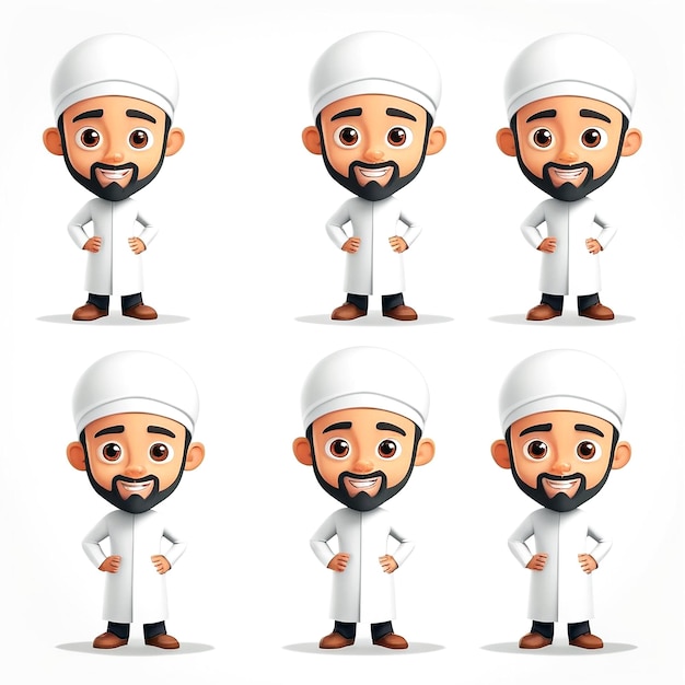 Muslimische Zeichentrickfiguren mit weißem Hintergrund