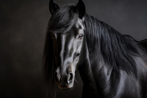 Mustang negro de cerca