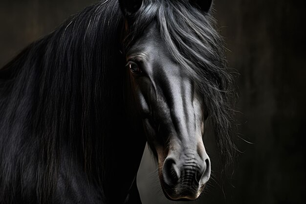 Mustang negro de cerca