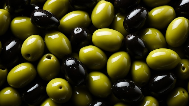 Muster aus grünen und schwarzen Oliven
