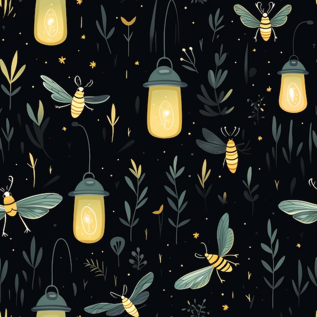 Muster aus Lichtern und Glühwürmchen