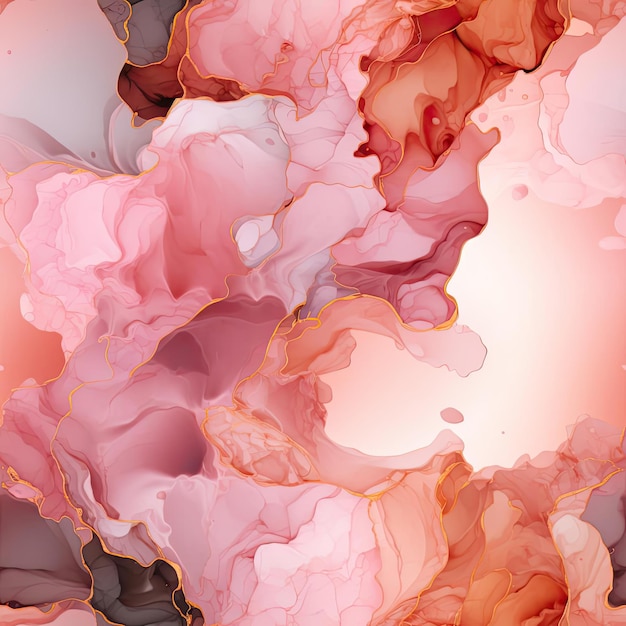 Muster aus rosa, braun, orange und roten Flüssigkeiten im Rokoko-Stil