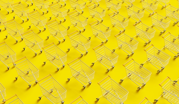 Muster der Einkaufswagen auf gelb