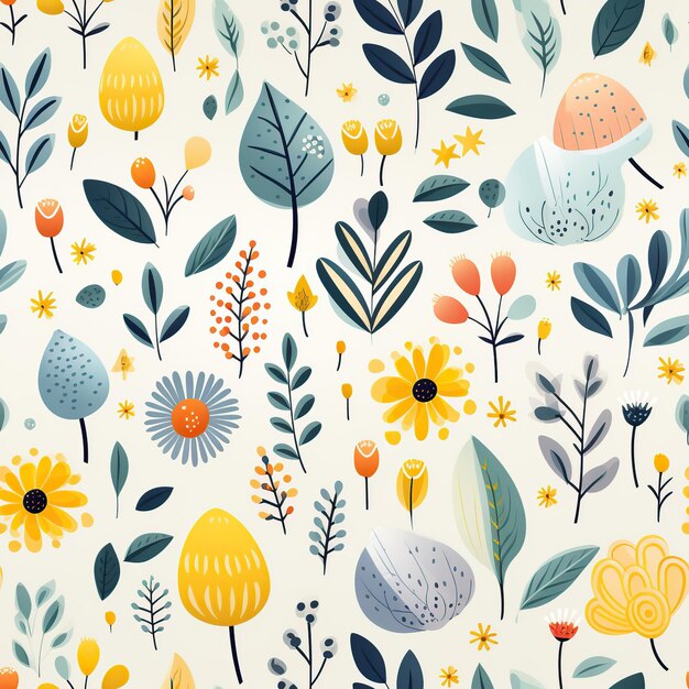 Muster der Frühlingszeit mit Blumen zeichnen Illustrationsstil