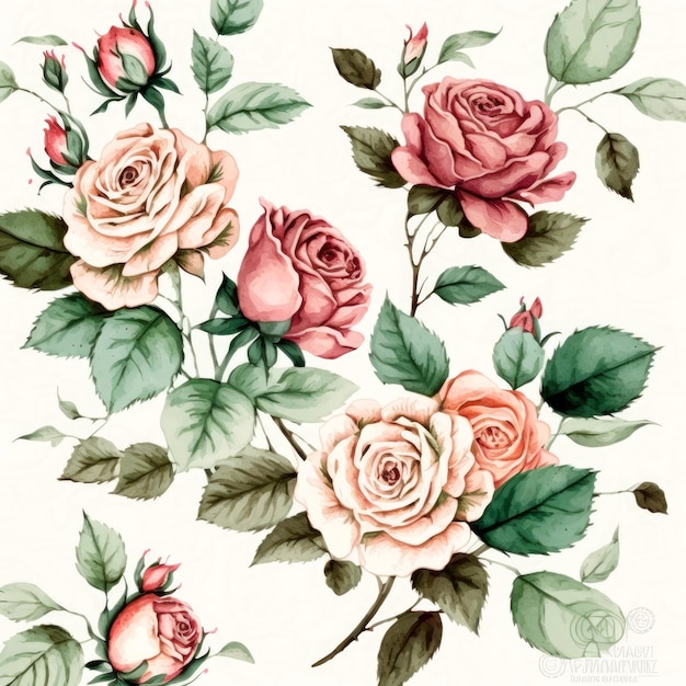 muster floral rose aquarell