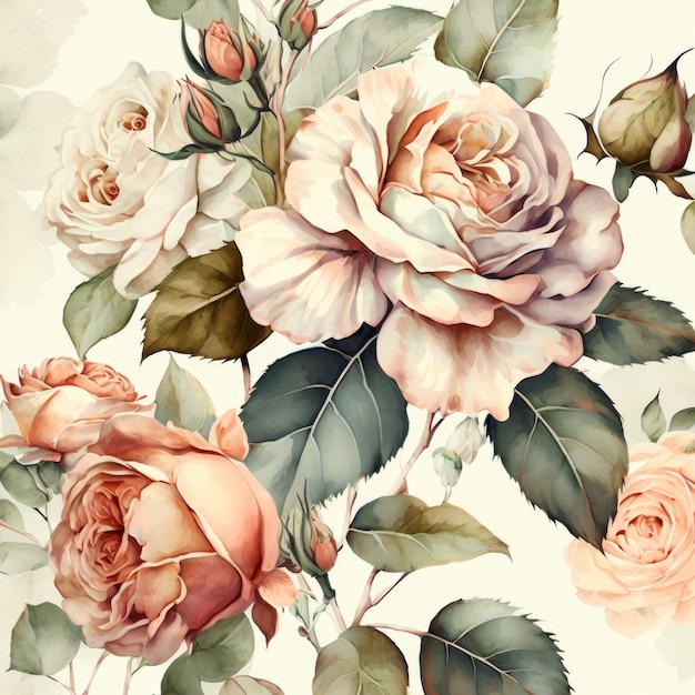 muster floral rose aquarell