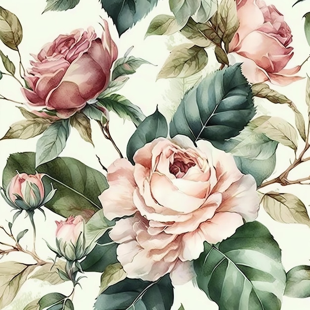 muster floral rose aquarell