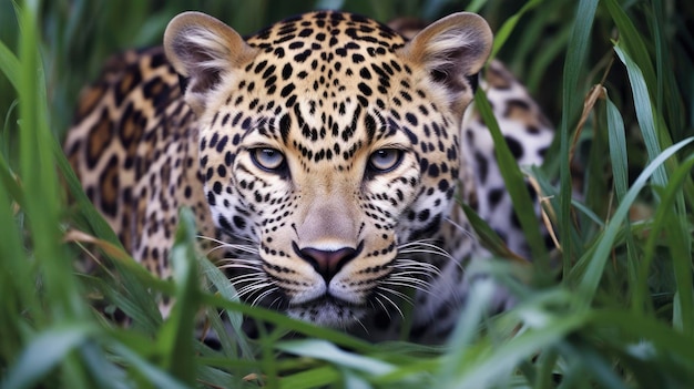 Muster in der Natur, die faszinierenden Muster der Flecken eines Leoparden, erstellt mit generativer KI-Technologie.