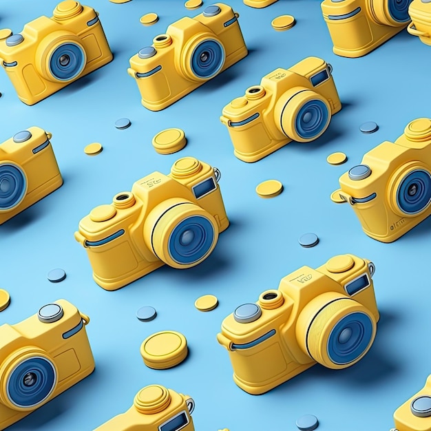 Muster mit 3D-Kamera in blau-gelber Farbe