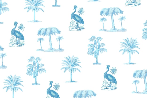 Muster png in blau tropischem klassischem Stil durchsichtiger Hintergrund