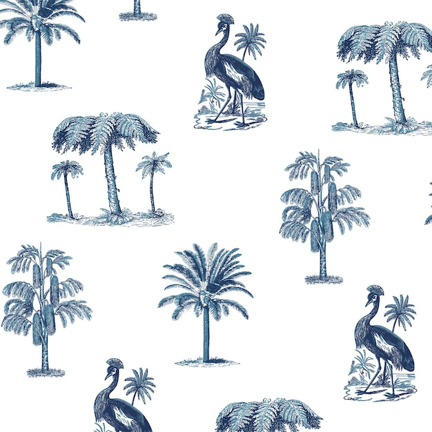 Muster png in blau tropischem klassischem Stil durchsichtiger Hintergrund