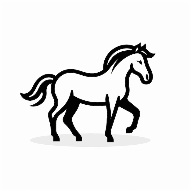 Foto mutiges grafikdesign, schwarzes und weißes pferdesymbol in 4k