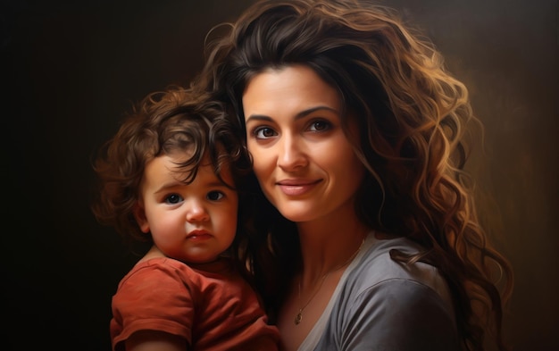 Mutter mit Kind Porträt schaut in die Kamera Umarmung Liebe und Bindung zusammen zeigt Schönheit