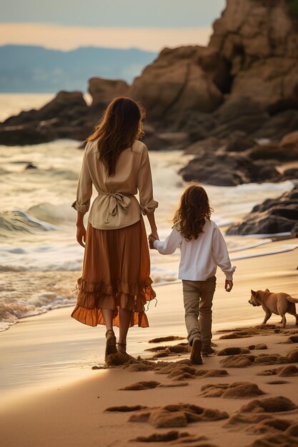 Foto mutter und kind am strand