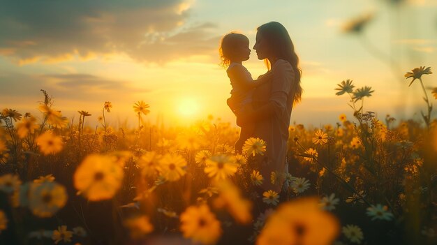 Mutter und Tochter Ein Sommerporträt reiner Liebe Konzept für den Muttertag