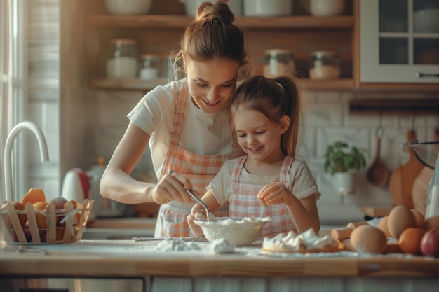 Mutter und Tochter experimentieren mit einem neuen Dess