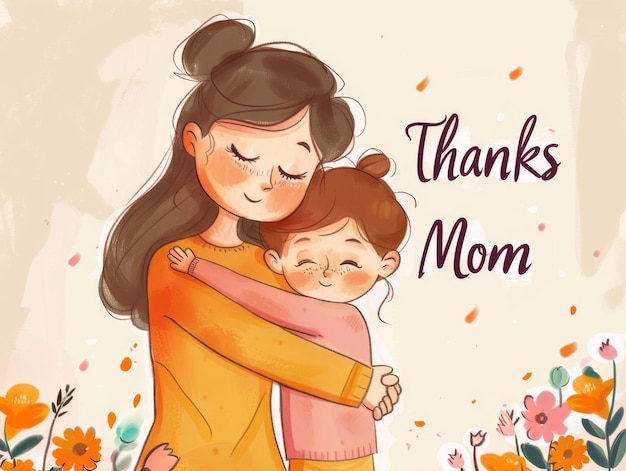 Muttertag Banner eines Kindes umarmt Mutter mit Danke Mutter Text