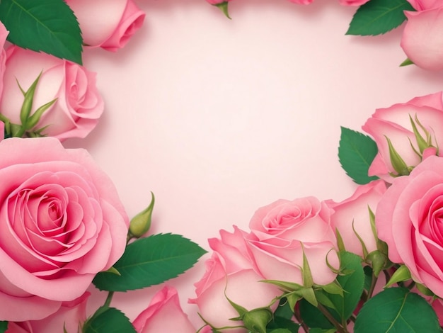 Muttertag-Banner-Hintergrund mit kleinen rosa Rosenblumen mit Kopierraum, das von KI generiert wurde
