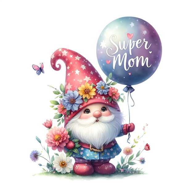 Muttertag Gnome Muttertag Clipart T-Shirt Design PNG für Mutter und Mummy