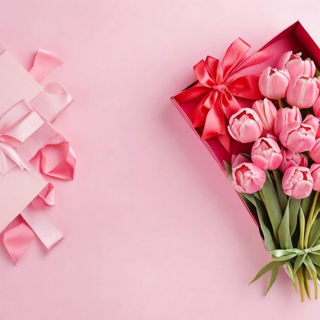 Muttertag oder Valentinstag romantisches Konzept Top View Foto Geschenkkiste
