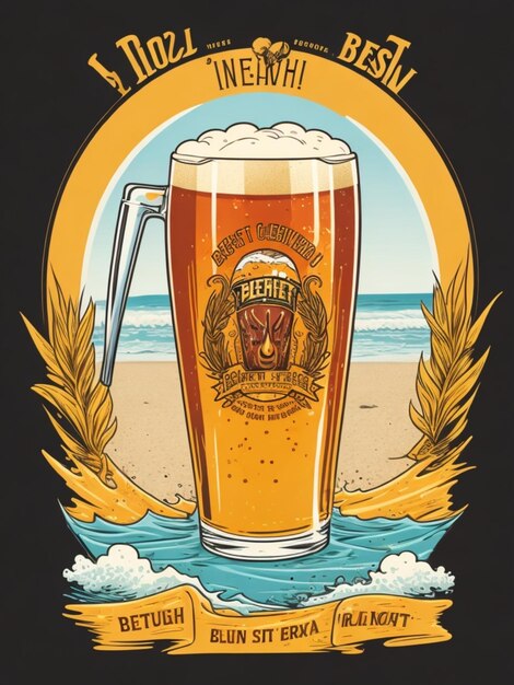 Foto muy detalles del diseño de la camiseta de vidrio de cerveza