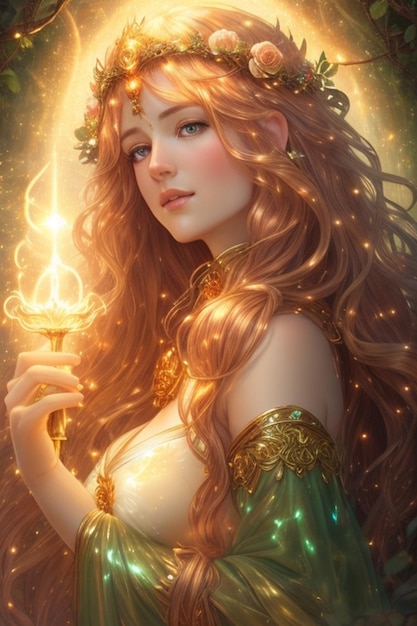 Muy hermosa joven princesa del bosque de fantasía