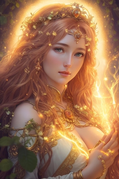 Muy hermosa joven princesa del bosque de fantasía
