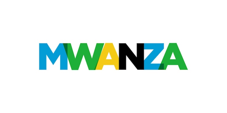 Foto mwanza en el emblema de tanzania el diseño presenta una ilustración vectorial de estilo geométrico con tipografía audaz en una fuente moderna las letras gráficas del eslogan