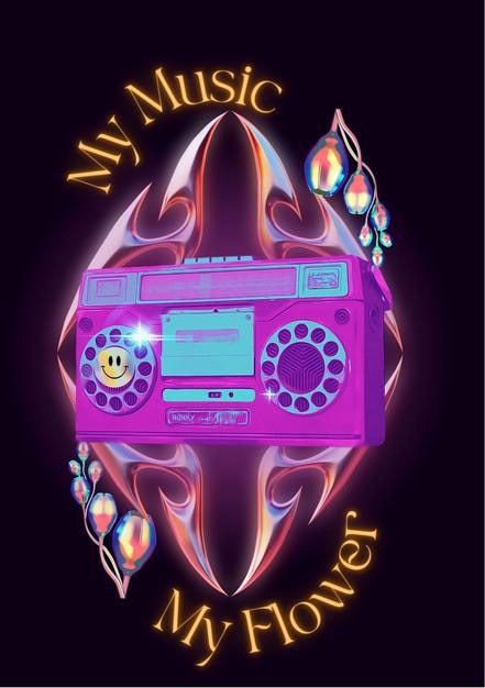 My Music My Flower Ilustração para impressão e uso comercial