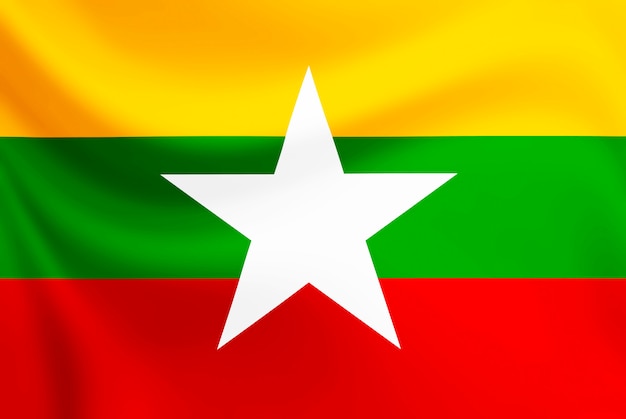 Foto myanmar fahnenschwenkend auf beschaffenheitsgewebe.