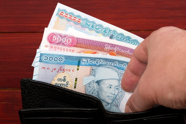 Myanmar-Geld - Kyat in der schwarzen Geldbörse