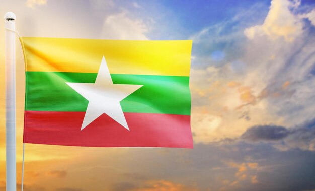 myanmar landesflagge, isolierte 3d-wehende flagge,