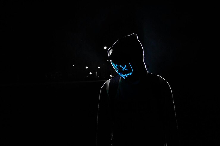 Mysterious Figure in Neon Mask