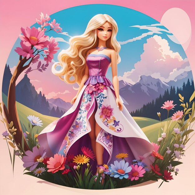 Mystic Meadow Barbie-Aufklebervektor