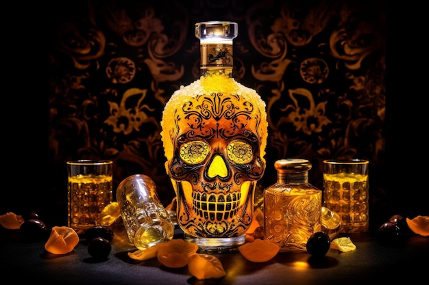 Mystic Mescal Tequila schwarzer Hintergrund