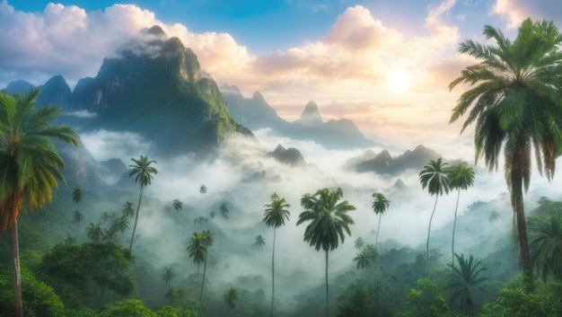 Mystic Peak Jungle Enigma en medio de imponentes palmeras y picos