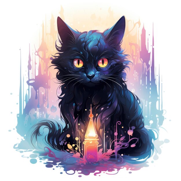 Mystical Pastel Halloween für Erwachsene Black Cat Clipart