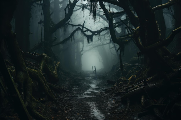 Mystical Shadows Immersive Reise in den dunklen Wald des Horrorfilms Generative KI