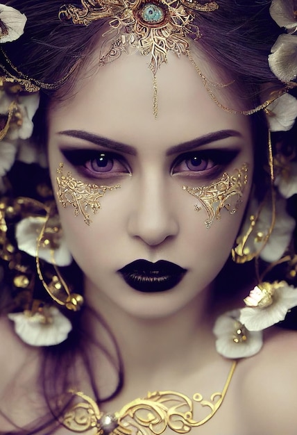 Mystische schöne fiktive Frau mit schönem Gesicht Gothic Mystery Girl