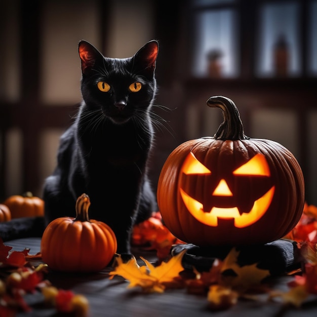 Mystische schwarze Halloween-Katze