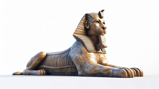 Mystische Sphinx in einer beeindruckenden 3D-Rendering, die eine rätselhafte Aura ausstrahlt Perfekt für die Schaffung einer faszinierenden Atmosphäre in jedem Projekt Isoliert auf einem nahtlosen Hintergrund