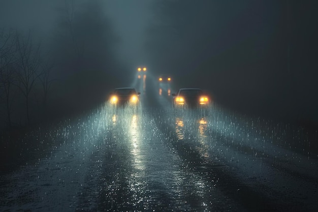 Mystischer Abendregen auf der Landstraße