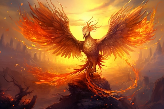 Mythischer Marvel-Cartoon-Phoenix, der generative KI zeichnet